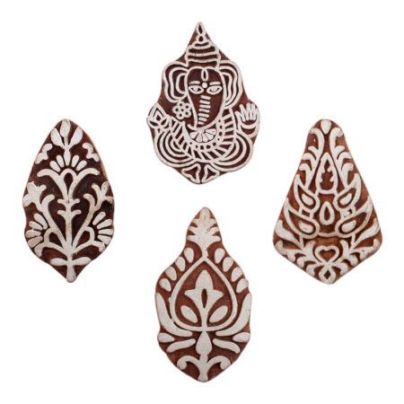 Set of 4 Piece New Mix Wooden Printing Block